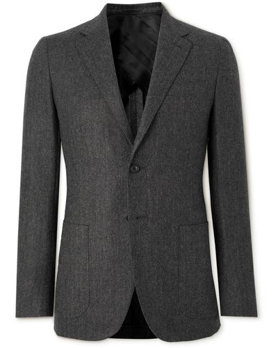 Kingsman Herringbone Wool And Cashmere-blend Blazer - Black