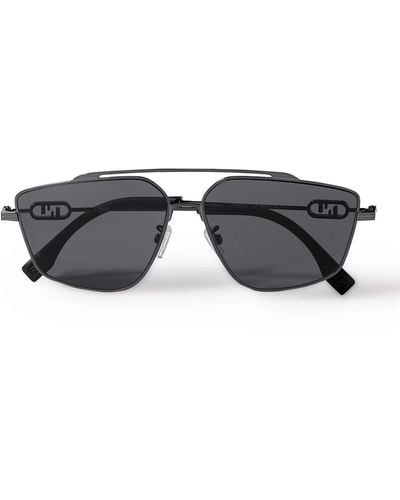 Fendi O'lock Aviator-style Metal Sunglasses - Black