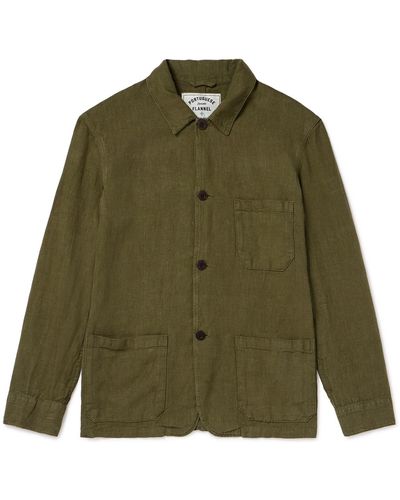 Portuguese Flannel Labura Slim-fit Linen Jacket - Green