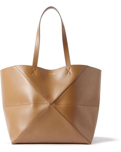 Loewe Puzzle Fold Extra-large Paneled Leather Tote Bag - Brown