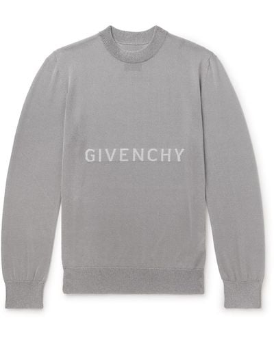Givenchy Logo-intarsia Knitted Sweater - Gray