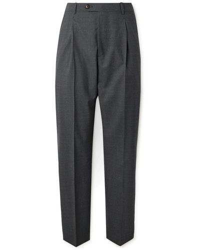 Umit Benan Straight-leg Pleated Wool Pants - Gray