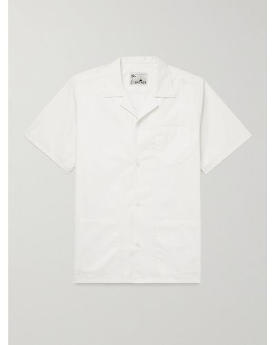 Bather Traveller Camp-collar Cotton-poplin Shirt - White