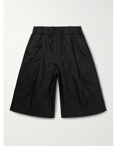 Dries Van Noten Wide-leg Pleated Quilted Nylon And Cotton-blend Shorts - Black