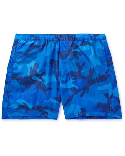 Valentino Garavani Straight-leg Mid-length Camouflage-print Swim Shorts - Blue
