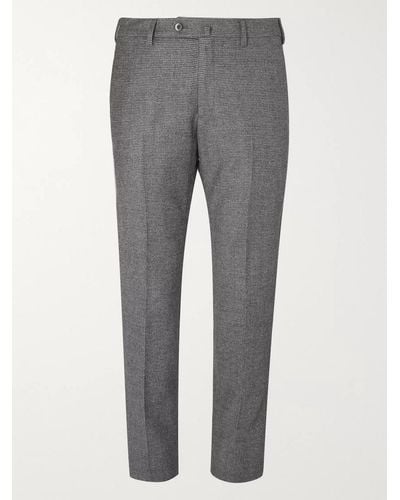 Loro Piana Grey Slim-Fit Puppytooth Wool and Cashmere-Blend Trousers - Grigio