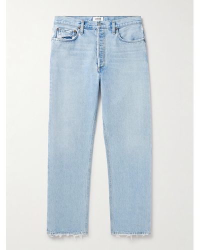 Agolde 90's gerade geschnittene Jeans in Distressed-Optik - Blau