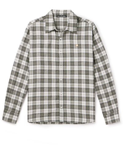 Acne Studios Logo-appliquéd Checked Cotton-flannel Shirt - Gray