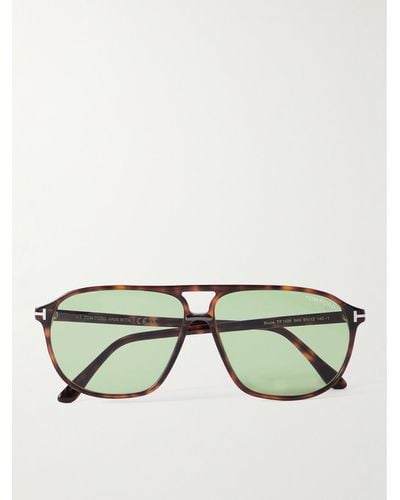 Tom Ford Aviator-style Tortoiseshell Acetate Sunglasses - Green