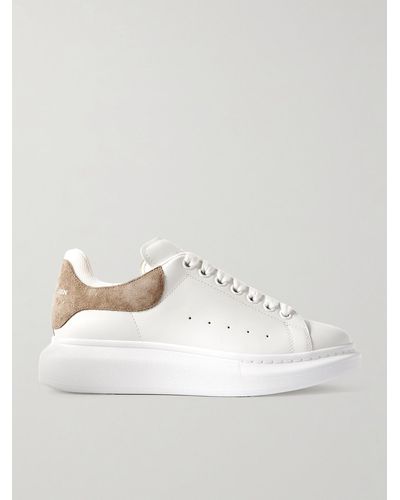 Alexander McQueen Exaggerated-Sole Suede-trimmed Leather Trainers - Natural