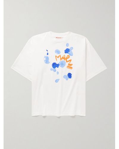 Marni T-Shirt aus Baumwoll-Jersey mit Logoprint - Weiß