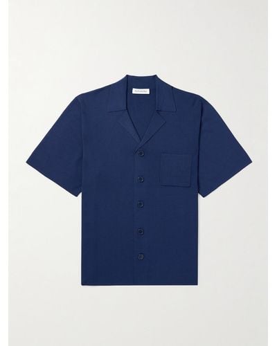 Frankie Shop Camicia in maglia stretch con colletto aperto Benson - Blu