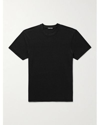 Tom Ford T-shirt slim-fit in jersey di misto lyocell e cotone - Nero