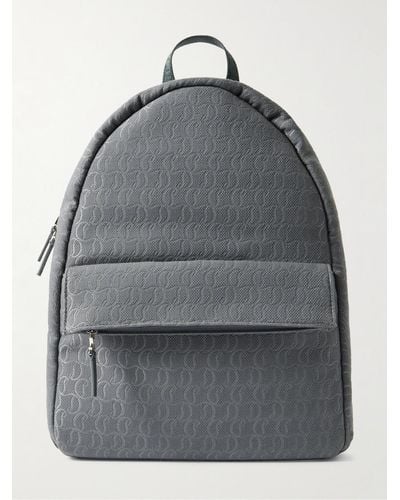 Christian Louboutin Zip N Flap Logo-jacquard Cotton-canvas Backpack - Grey