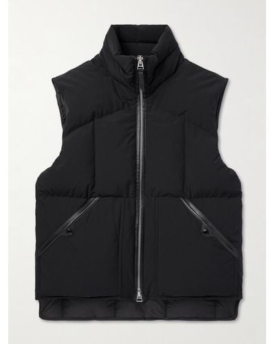 Tom Ford Leather-trimmed Quilted Shell Gilet - Black
