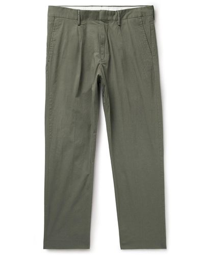 NN07 Bill 1449 Slim-fit Pleated Organic Cotton-blend Ripstop Pants - Green
