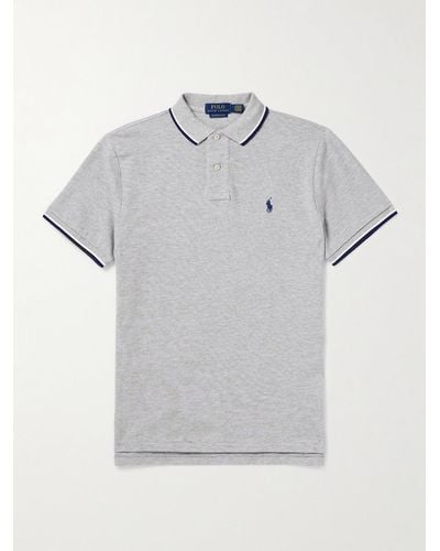 Polo Ralph Lauren Slim-fit Logo-embroidered Cotton-piqué Polo Shirt - Grey
