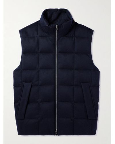 Loro Piana Tuul Suede-trimmed Quilted Storm System® Cashmere Down Gilet - Blue
