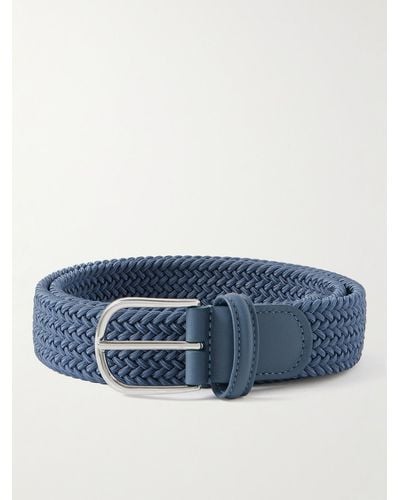Anderson's Cintura intrecciata elasticizzata con finiture in pelle - Blu
