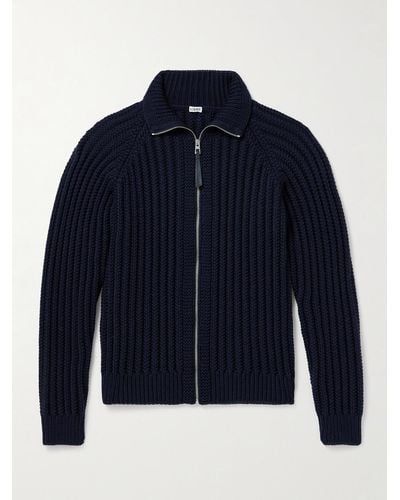 Loewe Cardigan in lana a coste - Blu