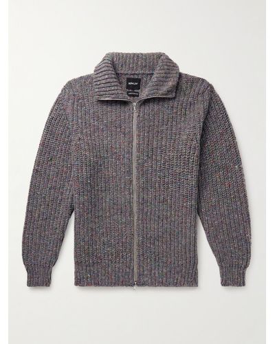 Howlin' Loose Ends Ribbed Donegal Wool Zip-up Cardigan - Grey