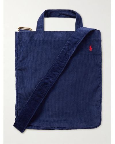 Polo Ralph Lauren Large Logo-embroidered Corduroy Tote - Blue
