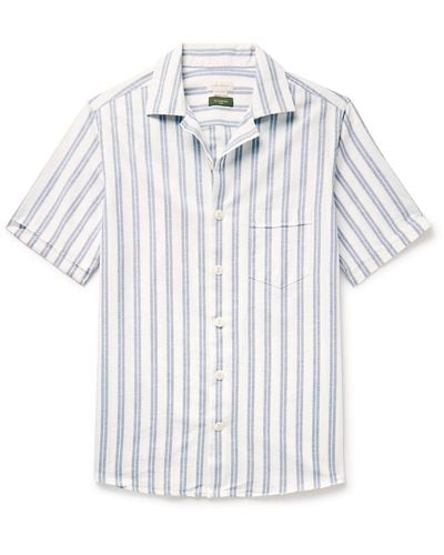 Incotex Glanshirt Camp-collar Striped Cotton Oxford Shirt - White