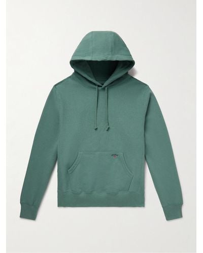 Noah Logo-embroidered Cotton-jersey Hoodie - Green