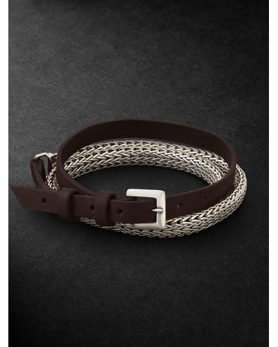 John Hardy Classic Silver And Leather Chain Bracelet - Black