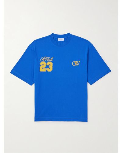 Off-White c/o Virgil Abloh Skate T-Shirt aus Baumwoll-Jersey mit Logoprint - Blau
