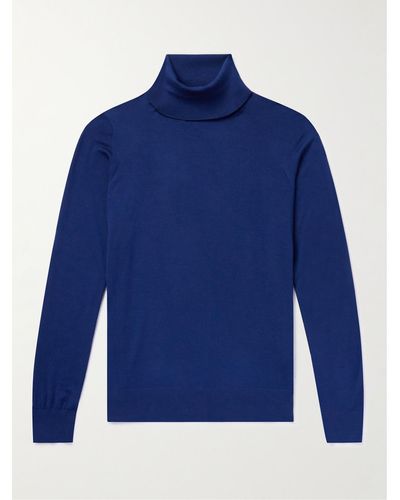 Loro Piana Wish® Virgin Wool Rollneck Sweater - Blue