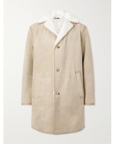Loro Piana Leather-trimmed Shearling Coat - Natural