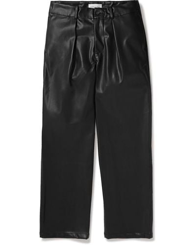 Frankie Shop Baker Wide-leg Pleated Faux Leather Pants - Black