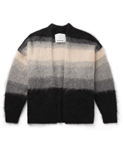 Isabel Marant Danah Striped Brushed-knit Cardigan - Black