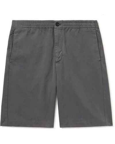 MR P. Dock Straight-leg Garment-dyed Organic Cotton-twill Elasticated Shorts - Gray