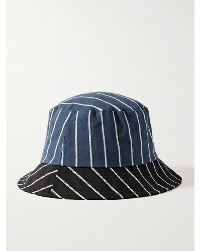 Paul Smith Striped Cotton And Linen-blend Bucket Hat - Blue