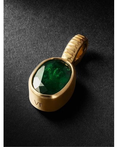 Viltier Magnetic Gold Emerald Pendant Necklace - Black