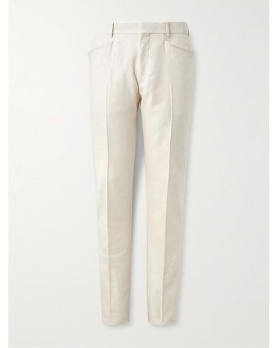 Tom Ford Straight-leg Cotton And Silk-blend Corduroy Suit Trousers - Natural