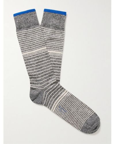 Paul Smith Elliot gestreifte Socken aus einer Leinenmischung - Grau