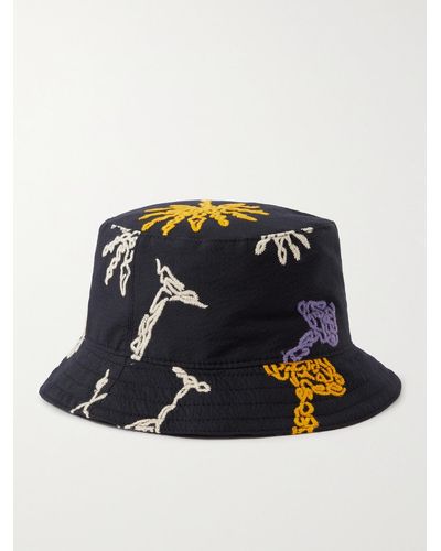 A Kind Of Guise Embroidered Cotton-blend Canvas Bucket Hat - Blue