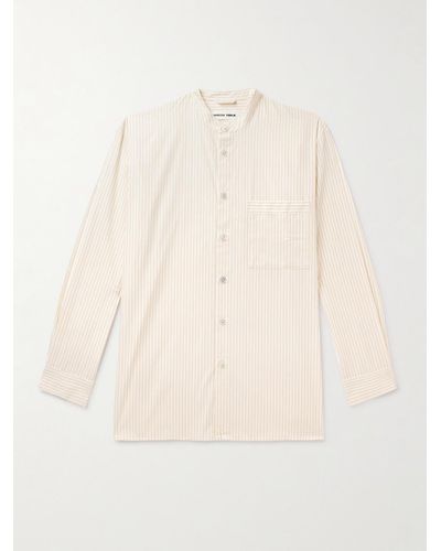 Tekla Birkenstock Striped Organic Cotton-poplin Pyjama Shirt - Natural