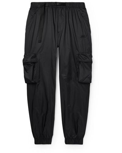 Nike Tech Straight-leg Logo-embroidered Belted Micro-ripstop Cargo Pants - Black
