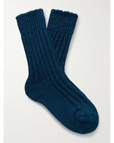 The Elder Statesman Yosemite Ribbed Cashmere Socks - Blue