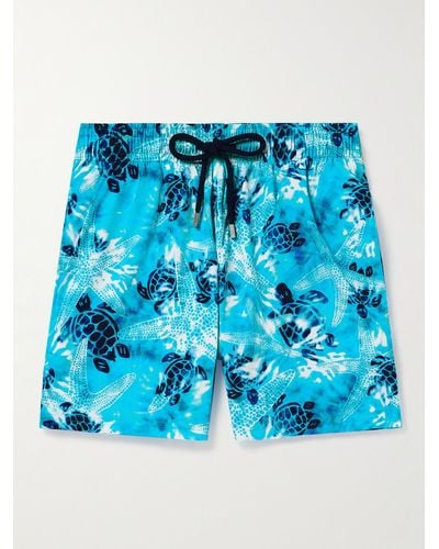 Vilebrequin Moorise schmal geschnittene mittellange Badeshorts mit Print - Blau