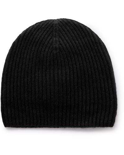 Allude Ribbed Cashmere Beanie - Black