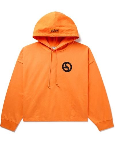 Acne Studios Fester H U Logo-print Cotton-jersey Hoodie - Orange