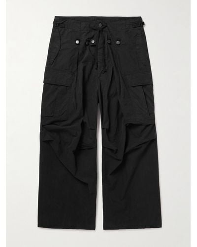 Kapital Jumbo Wide-leg Cotton-blend Ripstop Cargo Trousers - Black
