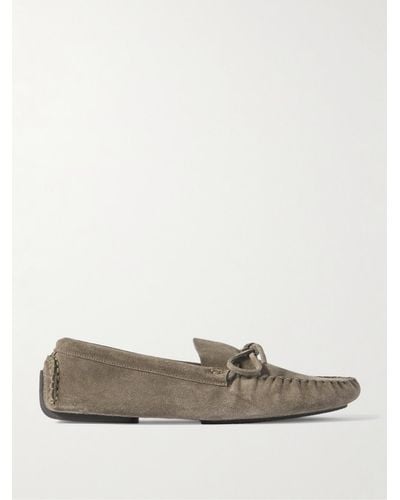 The Row Lucca Suede Driving Shoes - Grey