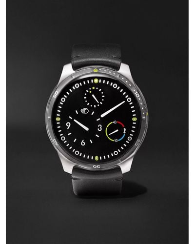 Ressence Type 5 Mechanical 46mm Titanium And Leather Watch, Ref. No. Type 5b - Black