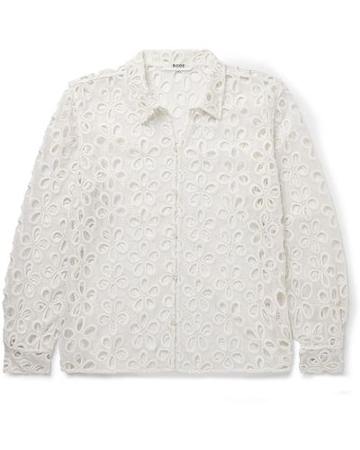 Bode Primrose Broderie Anglaise Cotton-lace Shirt - White